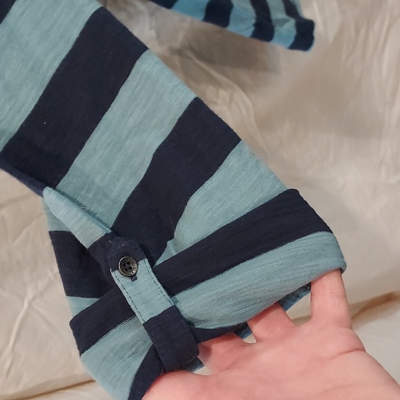 Calvin Klein Jeans Light/ Dark Blue Striped Shirt w/ Rivet and Bead Accents XL - Picture 5 of 13